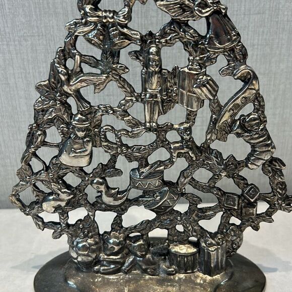 Vtg Silverplated Christmas Tree Candle Holder Holiday Decor - Picture 3 of 10